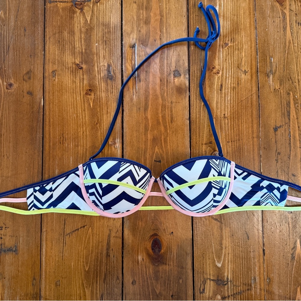 Victoria’s Secret Geometric Bikini Top with Pink and lime Accents